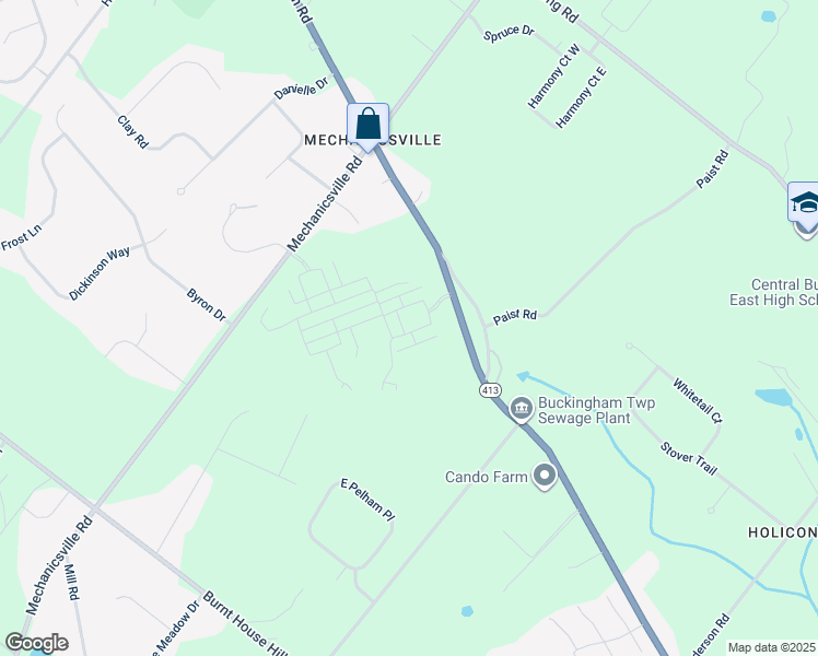map of restaurants, bars, coffee shops, grocery stores, and more near 4845 East Blossom Drive in Doylestown