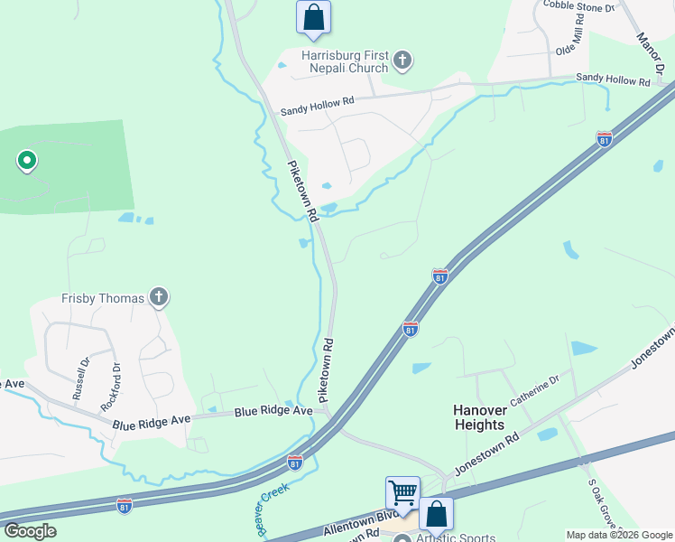 map of restaurants, bars, coffee shops, grocery stores, and more near 237 Piketown Road in Harrisburg