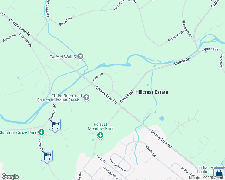 map of restaurants, bars, coffee shops, grocery stores, and more near 1400 Circle Drive in Telford
