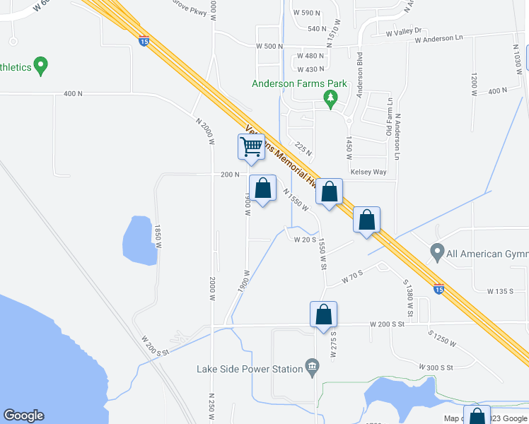 map of restaurants, bars, coffee shops, grocery stores, and more near 1762 West 20 South in Lindon