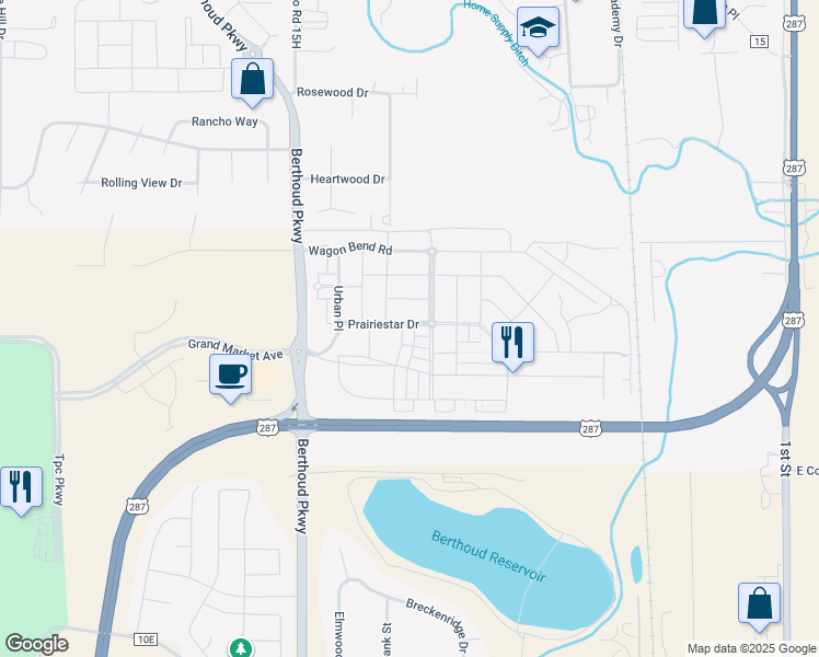 map of restaurants, bars, coffee shops, grocery stores, and more near 810 Cooperland Traip in Berthoud