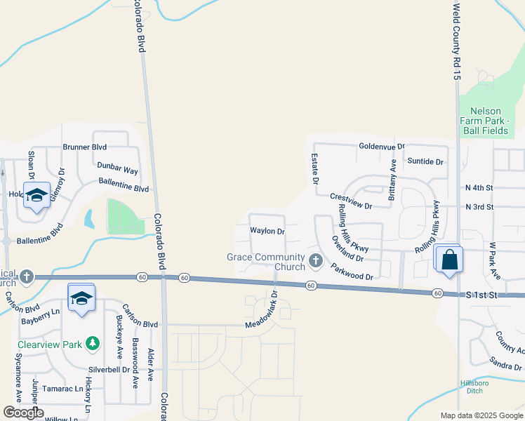 map of restaurants, bars, coffee shops, grocery stores, and more near 2225 Podtburg Circle in Johnstown