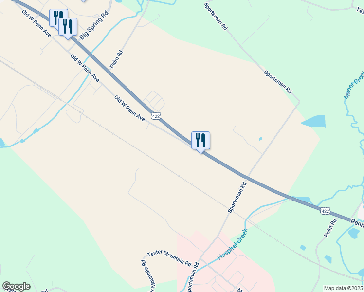 map of restaurants, bars, coffee shops, grocery stores, and more near 14 Penn Avenue in Robesonia