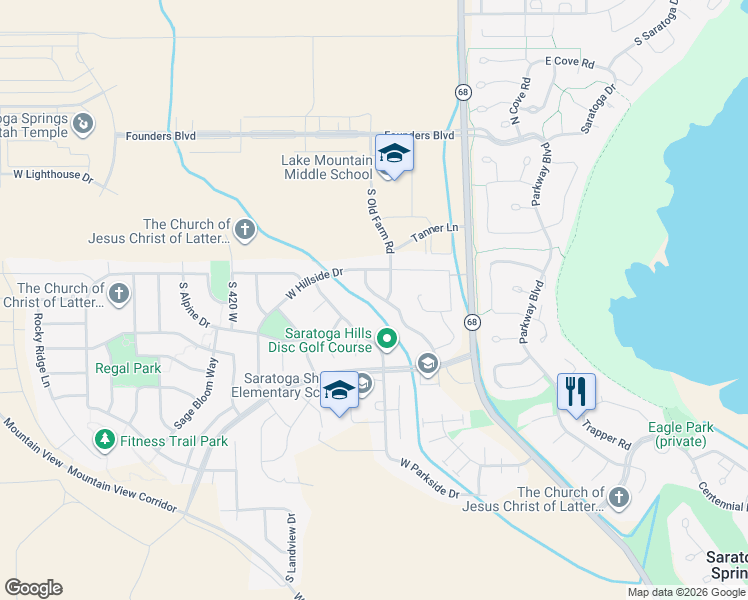 map of restaurants, bars, coffee shops, grocery stores, and more near 1269 Lake View Terrace Road in Saratoga Springs