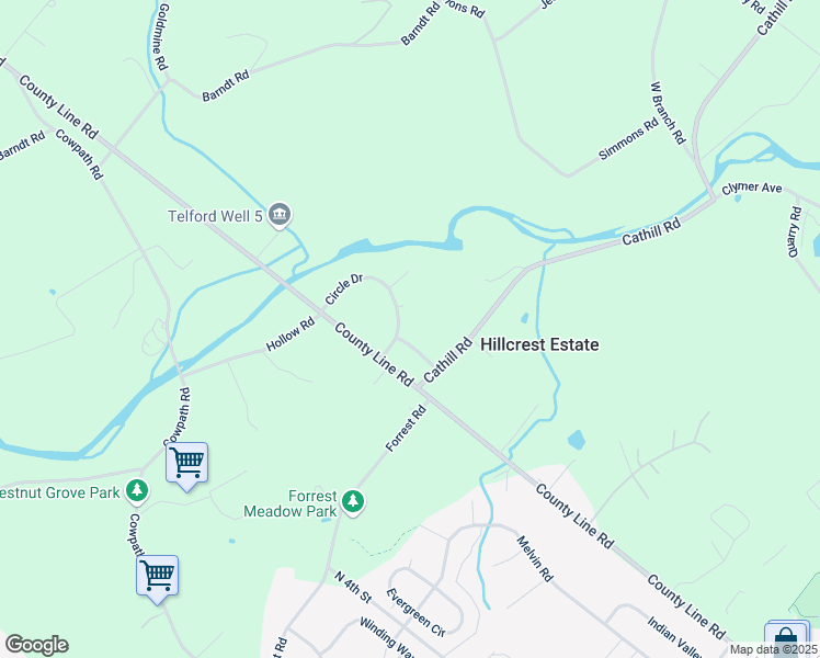 map of restaurants, bars, coffee shops, grocery stores, and more near 1400 Circle Drive in Telford
