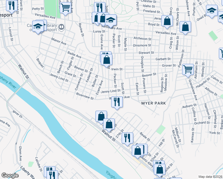 map of restaurants, bars, coffee shops, grocery stores, and more near 1811 Soles Street in McKeesport