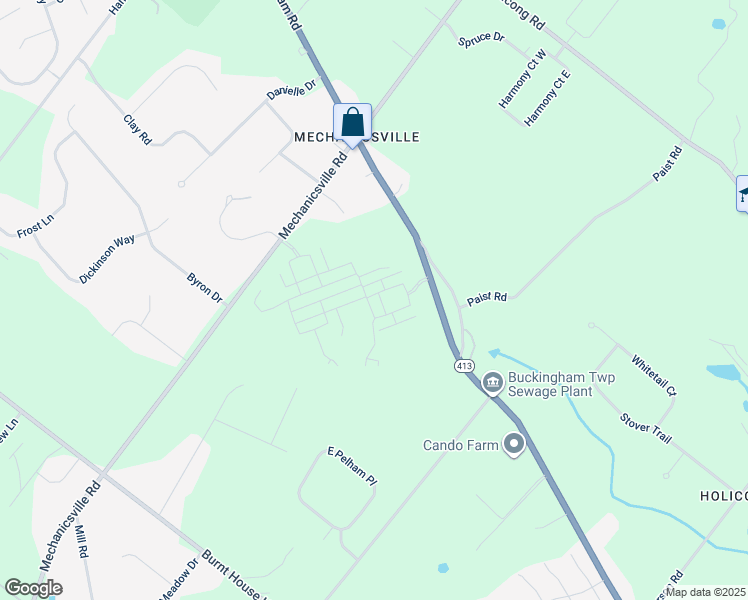 map of restaurants, bars, coffee shops, grocery stores, and more near 4877 East Blossom Drive in Doylestown