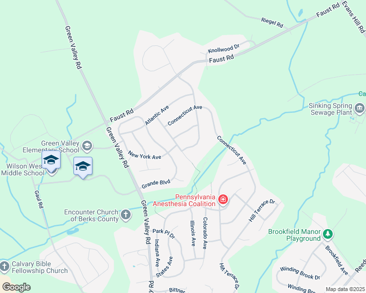 map of restaurants, bars, coffee shops, grocery stores, and more near 40 North Carolina Avenue in Sinking Spring
