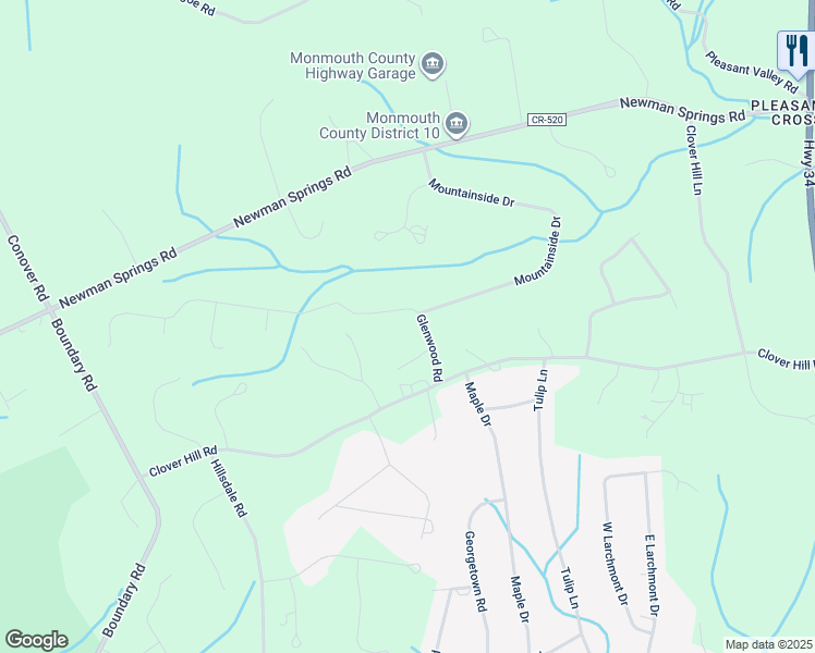 map of restaurants, bars, coffee shops, grocery stores, and more near 13 Glenwood Road in Monmouth County