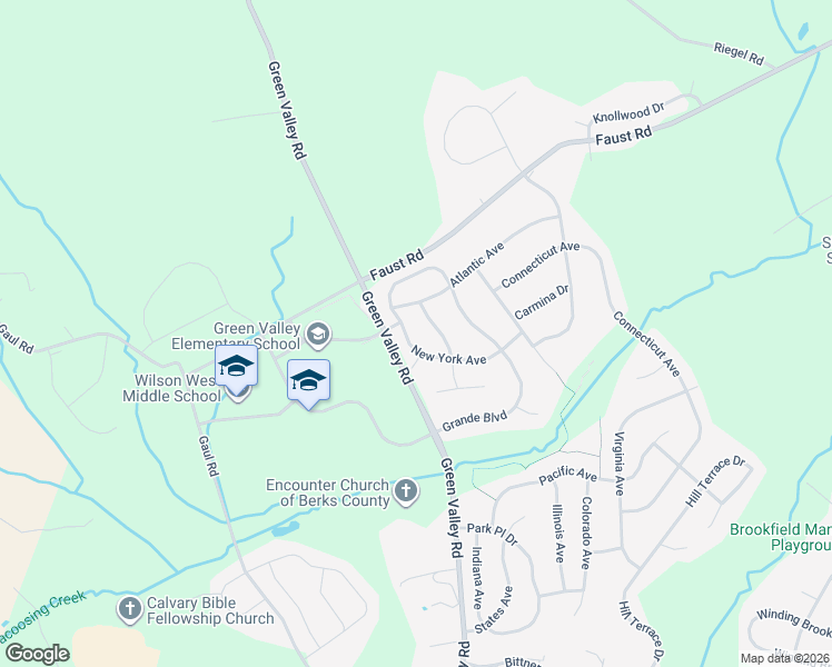 map of restaurants, bars, coffee shops, grocery stores, and more near 106 New York Avenue in Sinking Spring