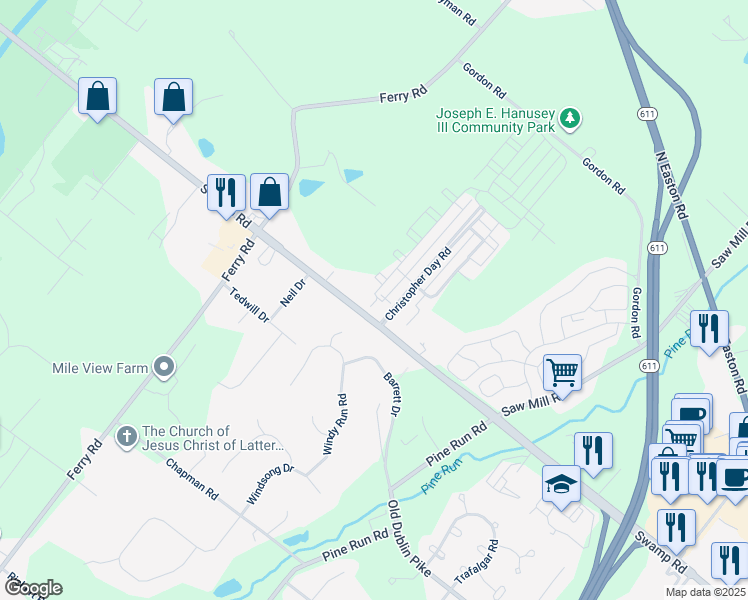 map of restaurants, bars, coffee shops, grocery stores, and more near 4727 West Swamp Road in Doylestown