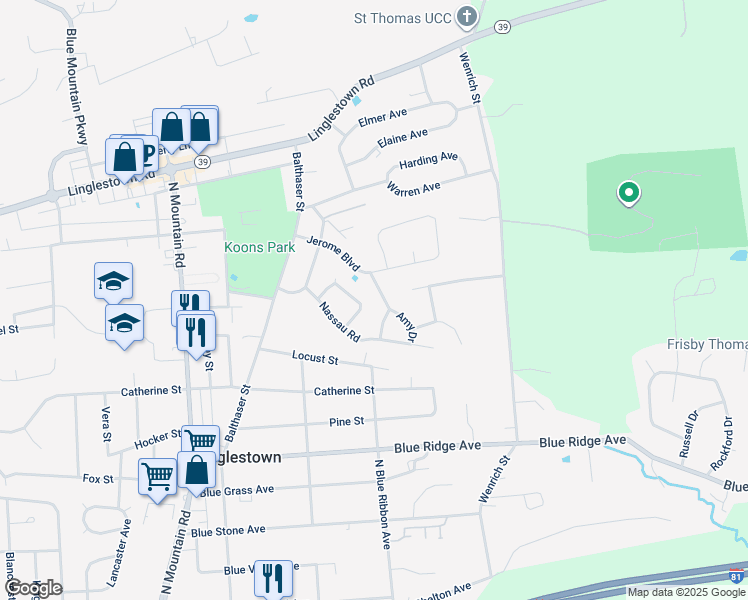 map of restaurants, bars, coffee shops, grocery stores, and more near Williams Street in Harrisburg