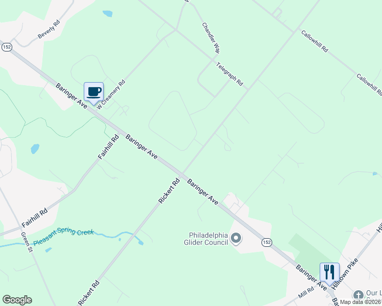 map of restaurants, bars, coffee shops, grocery stores, and more near 688 Bennett Lane in Perkasie