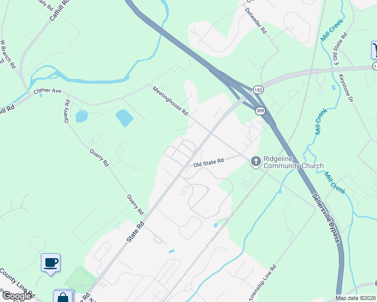 map of restaurants, bars, coffee shops, grocery stores, and more near 1004 Pine Circle in Telford