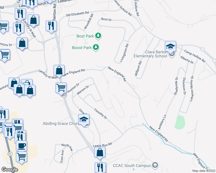 map of restaurants, bars, coffee shops, grocery stores, and more near in West Mifflin
