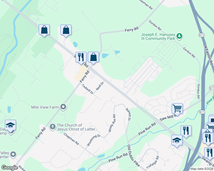 map of restaurants, bars, coffee shops, grocery stores, and more near 552 Swamp Road in Doylestown