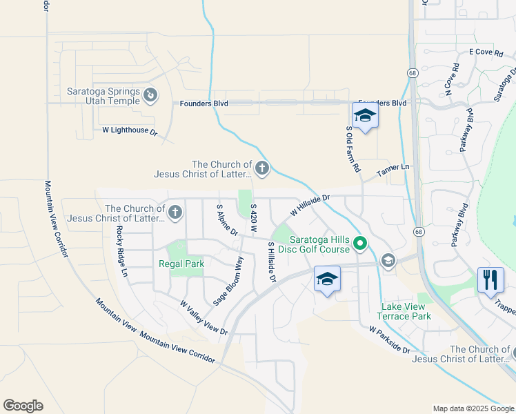 map of restaurants, bars, coffee shops, grocery stores, and more near 1233 Skyline Road in Saratoga Springs
