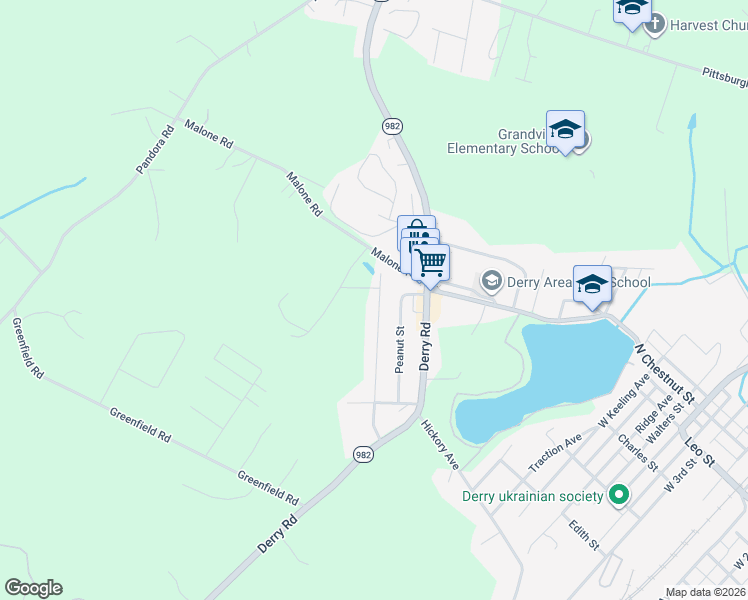 map of restaurants, bars, coffee shops, grocery stores, and more near 116 Pine Street in Derry