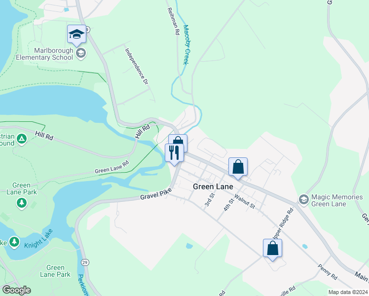 map of restaurants, bars, coffee shops, grocery stores, and more near 117 Gravel Pike in Green Lane