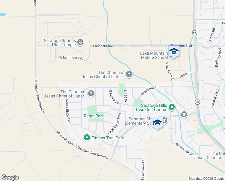 map of restaurants, bars, coffee shops, grocery stores, and more near 1248 South Alpine Drive in Saratoga Springs