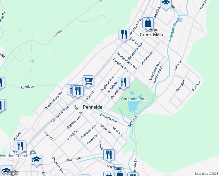 map of restaurants, bars, coffee shops, grocery stores, and more near 820 North 26th Street in Reading