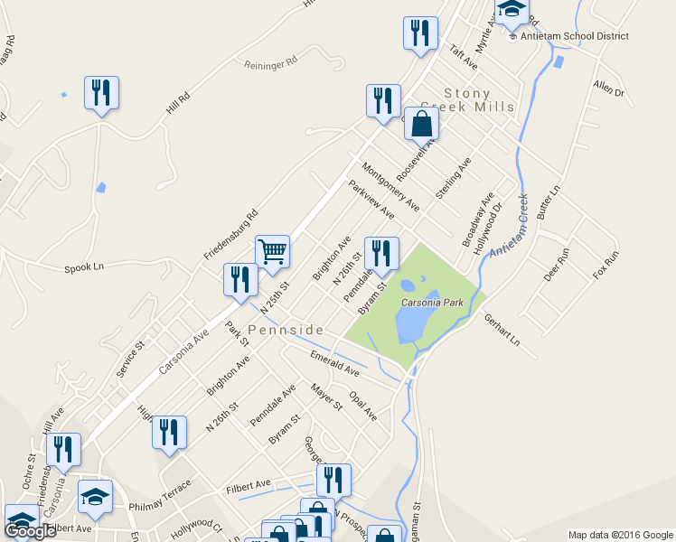 map of restaurants, bars, coffee shops, grocery stores, and more near 820 North 26th Street in Reading