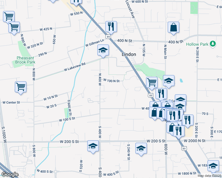 map of restaurants, bars, coffee shops, grocery stores, and more near 330 West 60 North in Lindon