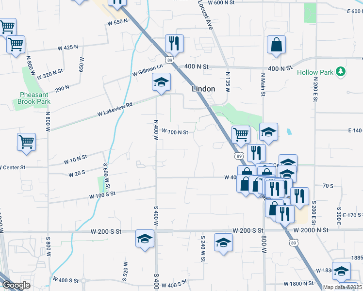map of restaurants, bars, coffee shops, grocery stores, and more near 330 W 60 N in Lindon