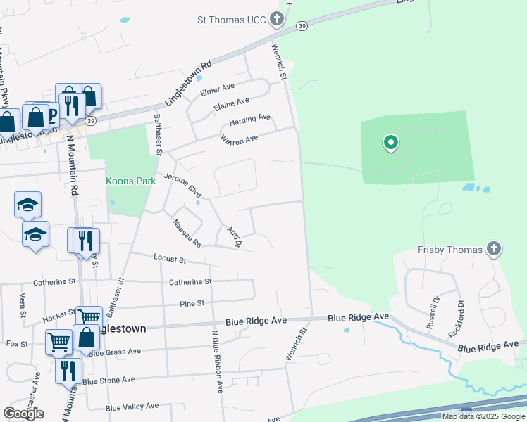 map of restaurants, bars, coffee shops, grocery stores, and more near 6429 Whisper Wood Lane in Harrisburg