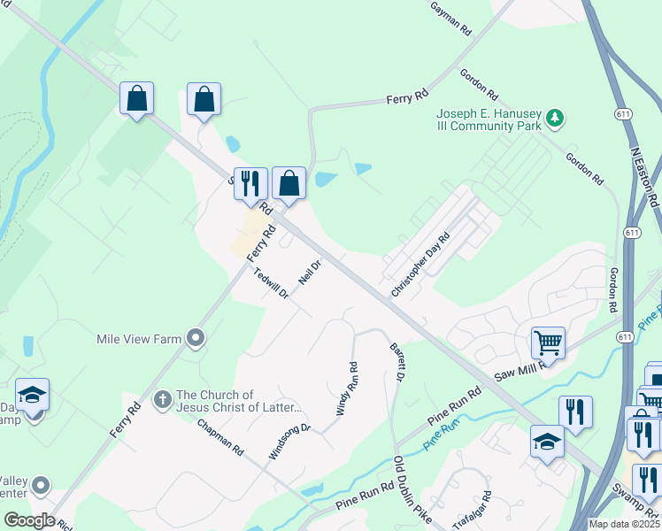 map of restaurants, bars, coffee shops, grocery stores, and more near 530 Swamp Road in Doylestown
