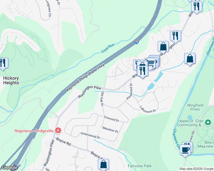 map of restaurants, bars, coffee shops, grocery stores, and more near 3320 Fairview Dr in Bridgeville