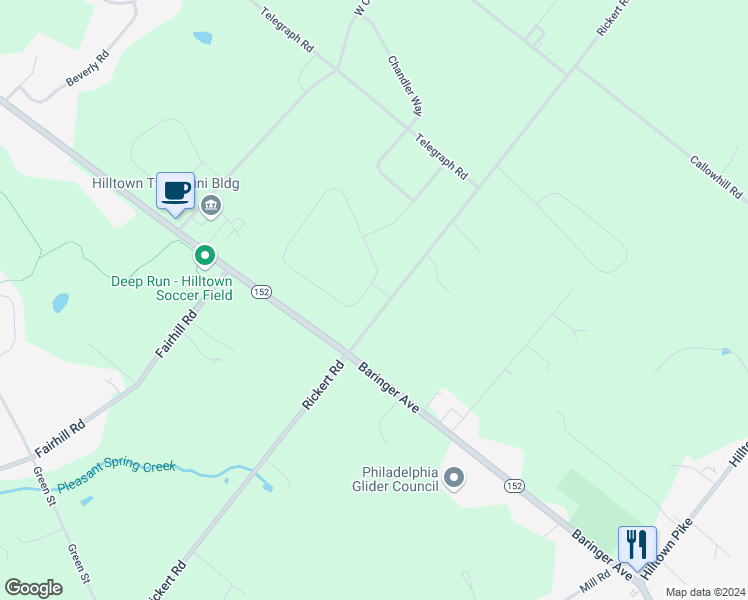 map of restaurants, bars, coffee shops, grocery stores, and more near 688 Bennett Lane in Perkasie