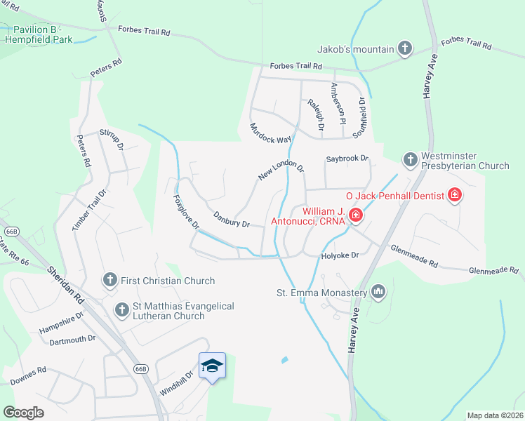 map of restaurants, bars, coffee shops, grocery stores, and more near 1074 Cranston Drive in Greensburg