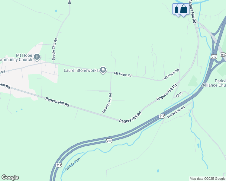 map of restaurants, bars, coffee shops, grocery stores, and more near 191 Country Inn Rd in South Fork
