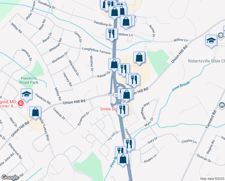 map of restaurants, bars, coffee shops, grocery stores, and more near 299 U.S. 9 in Englishtown