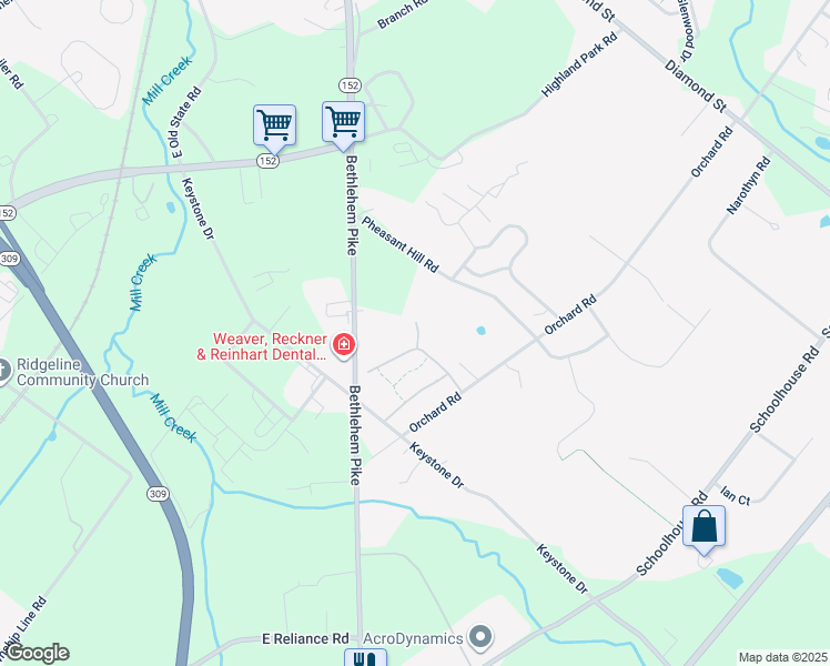 map of restaurants, bars, coffee shops, grocery stores, and more near 192 Sturbridge Court in Sellersville
