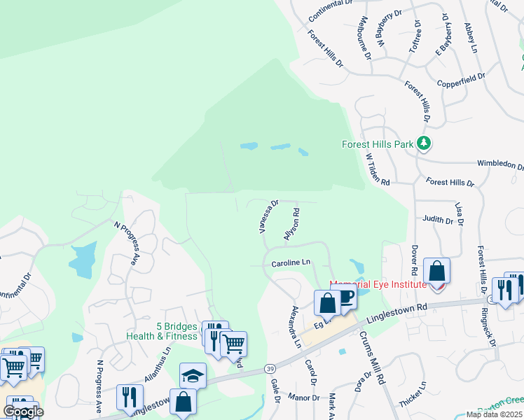 map of restaurants, bars, coffee shops, grocery stores, and more near 3020 Vanessa Drive in Dauphin County