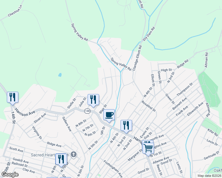 map of restaurants, bars, coffee shops, grocery stores, and more near 911 Blair Street in Jeannette