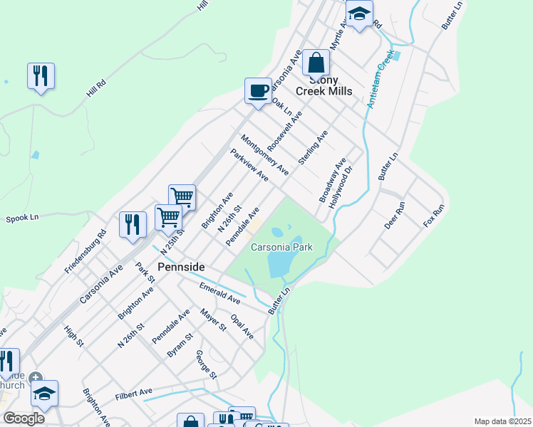 map of restaurants, bars, coffee shops, grocery stores, and more near 910 Byram Street in Reading