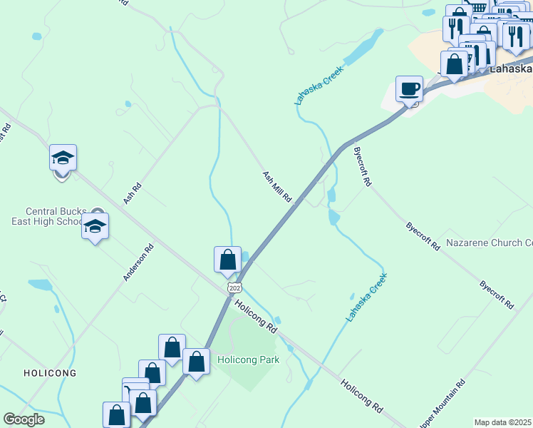 map of restaurants, bars, coffee shops, grocery stores, and more near 5358 York Road in Doylestown