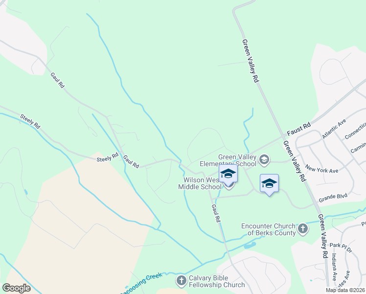 map of restaurants, bars, coffee shops, grocery stores, and more near 205 Gaul Road in Sinking Spring