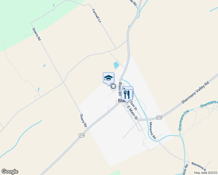 map of restaurants, bars, coffee shops, grocery stores, and more near 132 Blain Road in Blain