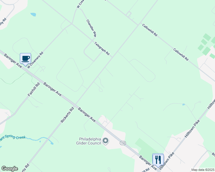 map of restaurants, bars, coffee shops, grocery stores, and more near 1451 Rickert Road in Perkasie