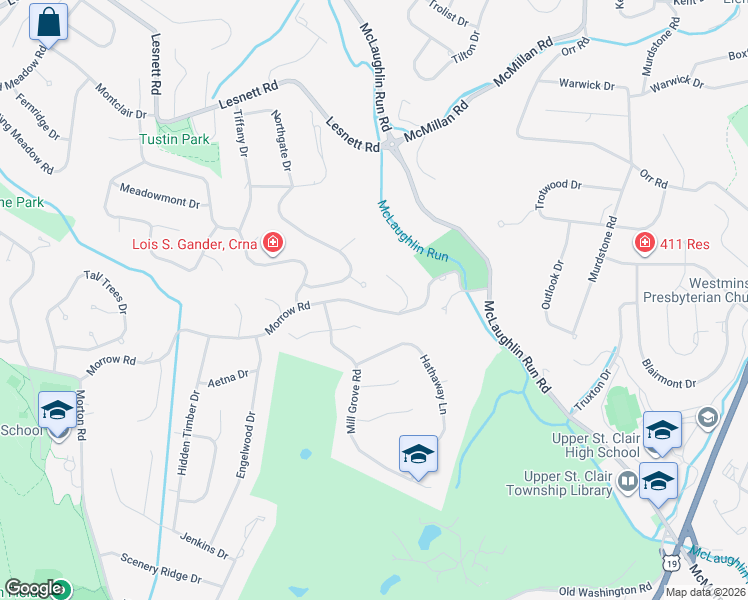 map of restaurants, bars, coffee shops, grocery stores, and more near 2264 Sidgefield Lane in Pittsburgh