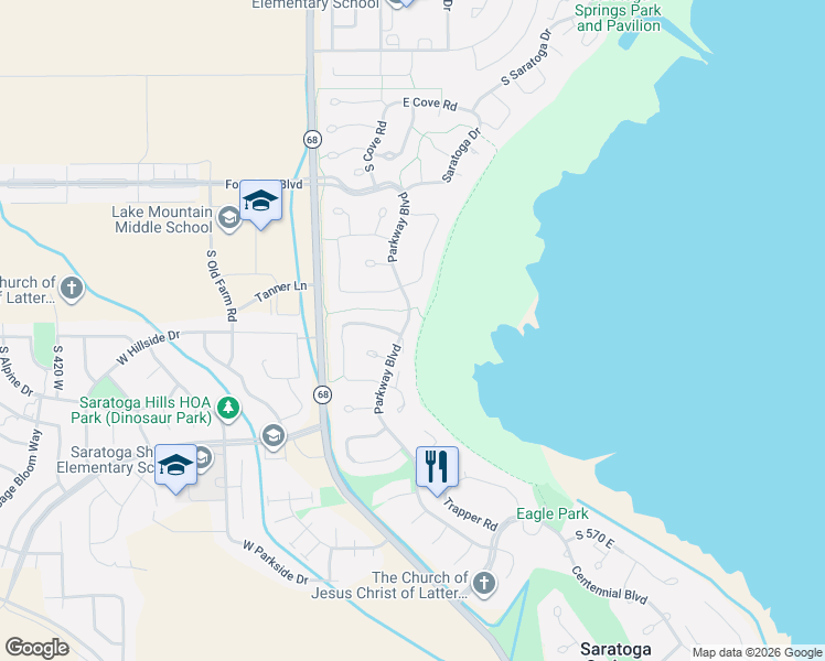 map of restaurants, bars, coffee shops, grocery stores, and more near 1230 Parkway Boulevard in Saratoga Springs