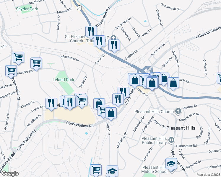 map of restaurants, bars, coffee shops, grocery stores, and more near 408 Sabbath Drive in Pittsburgh