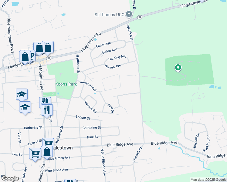map of restaurants, bars, coffee shops, grocery stores, and more near 6225 Jerome Boulevard in Harrisburg