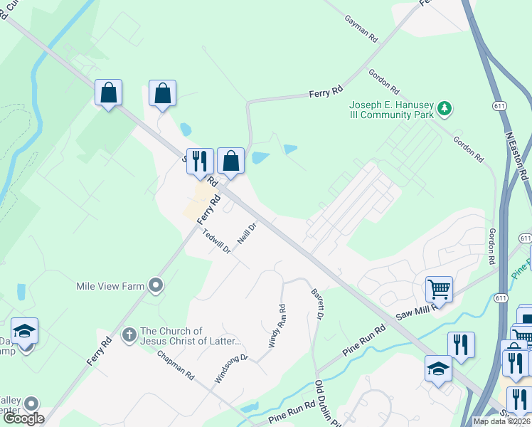 map of restaurants, bars, coffee shops, grocery stores, and more near 552 Swamp Road in Doylestown