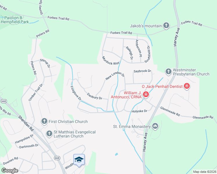 map of restaurants, bars, coffee shops, grocery stores, and more near 1074 Cranston Drive in Greensburg