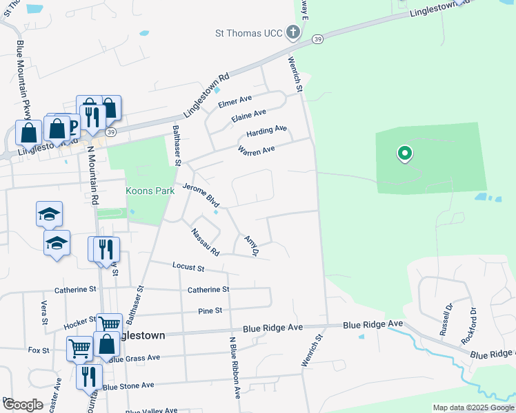 map of restaurants, bars, coffee shops, grocery stores, and more near 6225 Jerome Boulevard in Harrisburg